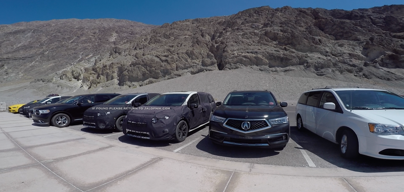 Two camouflaged testers and an Acura with curious looking tape on its hood, Badwater Basin. Photo credit: Stef Schrader